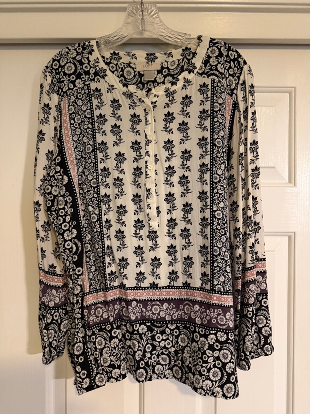 LOFT Black and Cream Tunic